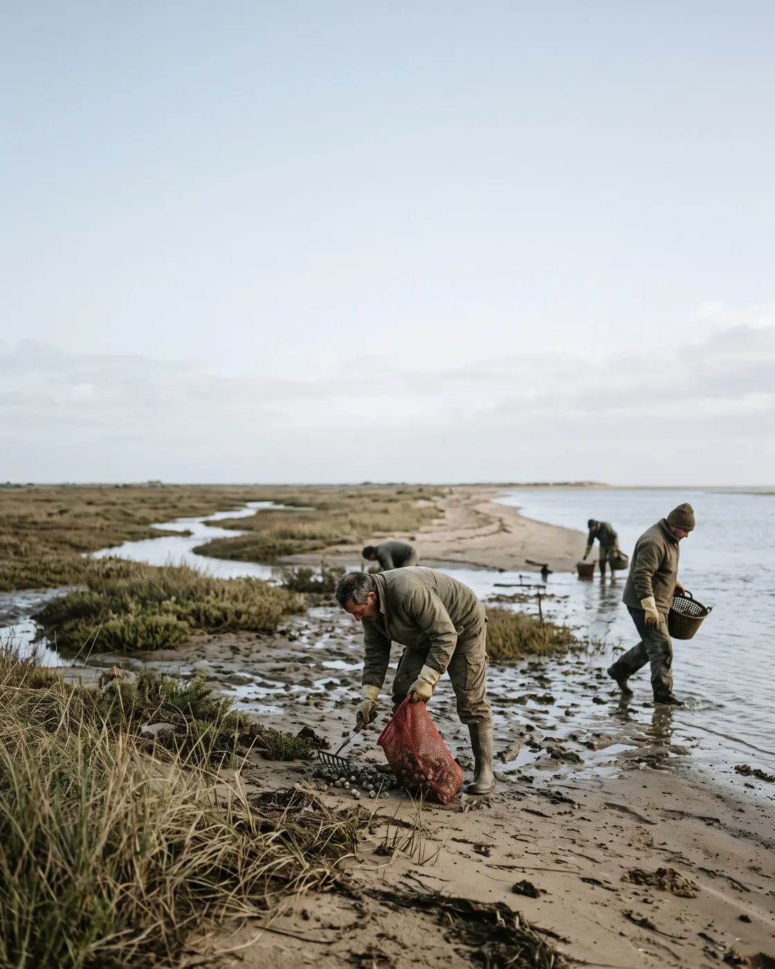 Balsas de cultivo de Ulva en la marisma a marea baja