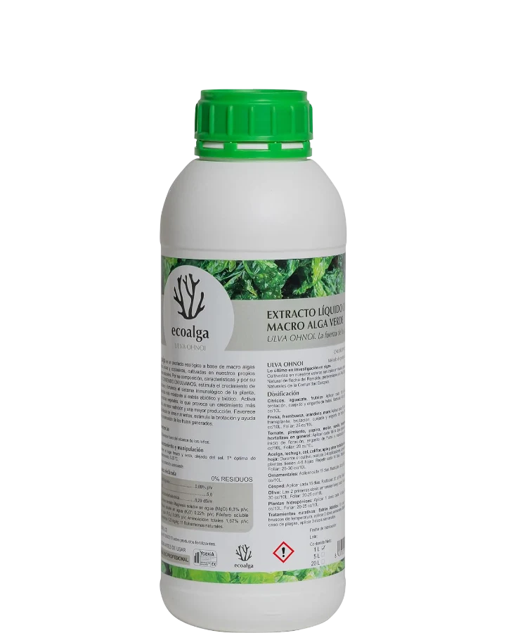 Botella de 1 L de extracto líquido de Ulva ohnoi de Ecoalga